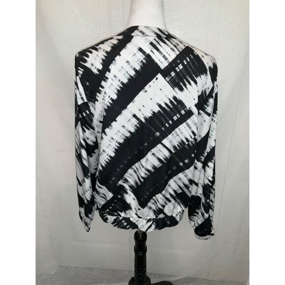 Calvin Klein Zip-Up Black & White Geometric Bomber Jacket size Medium NEW - Picture 3 of 3